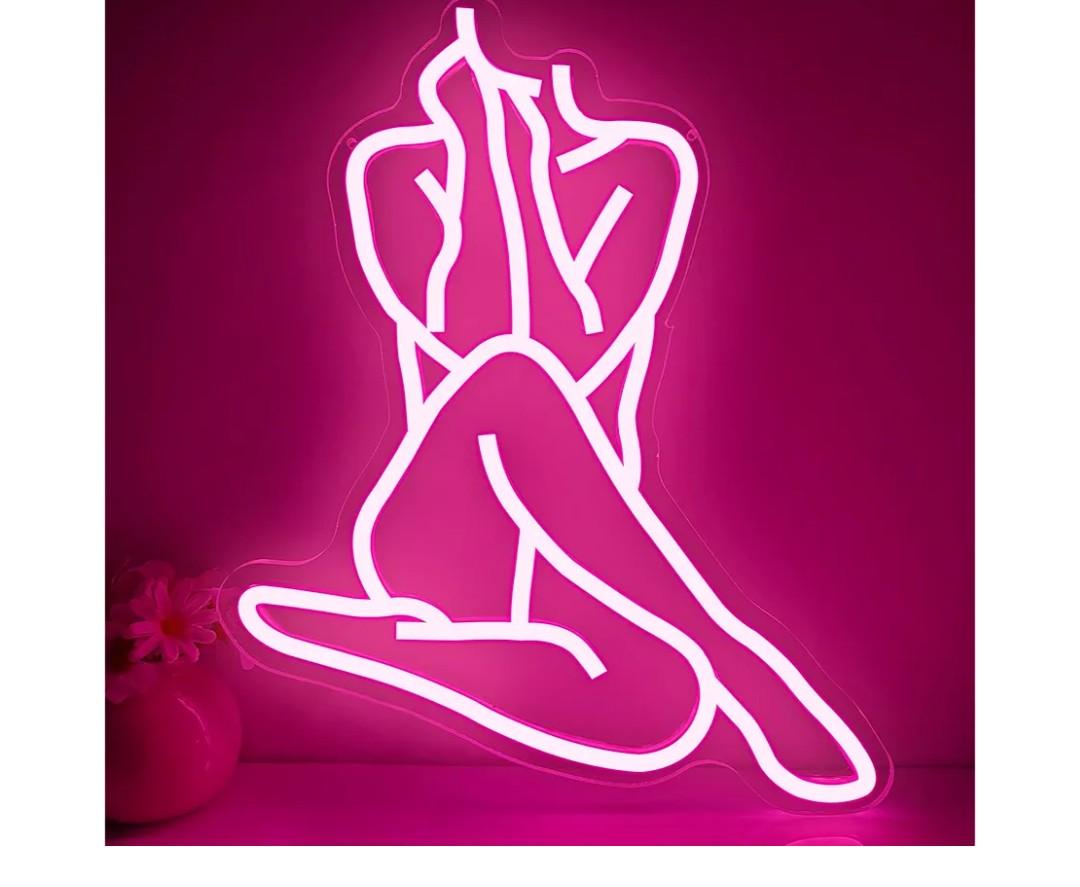 JanHune Lady Neon Sign Dimmable Lady Neon Led Signs for Wall Decor Light up Signs Pink Neon Lights for Bedroom Man Cave Home Bar Party Pub Wall Sign Decor