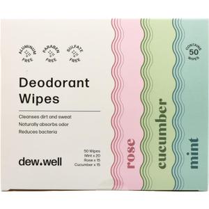 Dew Well - Refresh Deodorant Wipes - A Fresh Start When You’re On the Go - Aluminum, Paraben, and Sulfate Free - Variety Pack (Mint, Rose, and Cucumber) - 50 Individually Wrapped Wipes