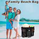 Fammart Mesh Beach Bag, Large Beach Tote with Zipper Pocket, Toys Pool Bag for Family Travel Vacation Cruise Essentials