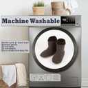 Men's Warm Up House Boots, Thick Fuzzy Sherpa Fleece Winter Moccasin Socks Non-slip Soles, Cozy Soft Comfy Indoor Shoes Rubber Grippers (14-15)