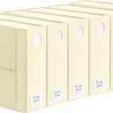 Dreamzie 6 Pack Bed Sheet Organizers and Storage - Front Window and Label - Foldable Linen Closet Organizers and Storage - Beige