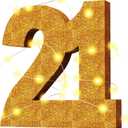 Usongshine Happy 21st Birthday Decorations Anniversary Decorations 21st Centerpiece Table Decorations for Men Women(30 * 30 * 3cm) (Gold)