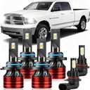 Light Bulbs Compatible for 2013-2018 Dodge RAM 1500 2500 3500 with Projector 9005 High Beam 9012 Low Beam 9006 Fog Lights Combo Pack 800% Brightness with Cooling Fan Plug N Play Pack of 6