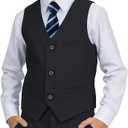 Boys Suit Kids Formal Easter Outfit Wedding Ring Bearer Suits for Boys Dress Vest Pants Set with Shirt and Tie, Black, 7