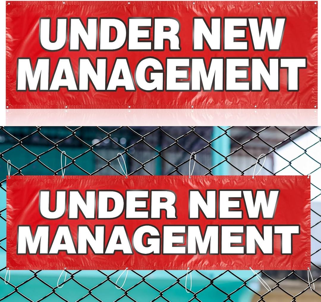 Hahafelt 3x10 Feet Under New Management Banner Sign with Grommets Weatherproof Vinyl Sign Hanging Banner Outdoor Indoor for Business Industrial Store Yard Signs Red