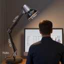 LEPOWER Metal Desk Lamp, Adjustable Goose Neck Architect Table Lamp with On/Off Switch, Swing Arm Desk Lamp with Clamp, Eye-Caring Reading Lamp for Bedroom, Study Room &Office (Black)