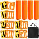 Libima 16 Pcs Football Yard Marker Set Include 11 Football Field Yard Line Marker High Visibility 4 Weighted Ball End Zone Pylons with Carrying Bag for Training Sporting Equipment (Orange, Yellow)