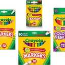 Crayola Pencils (24 Count), Crayola Colored Pencils in Assorted Colors (12 Count), Crayola (10ct) Classic Fine Line Markers, and Crayola (10ct) Classic Broad Line Markers Back to School Bundle 