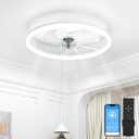VOLISUN Low Profile Ceiling Fans with Light and Remote, 20in Fandelier Ceiling Fan with Lights, 3000K-6500K Dimmable Flush Mount LED Fan Light, White Bladeless Ceiling Fans with Lights for Bedroom