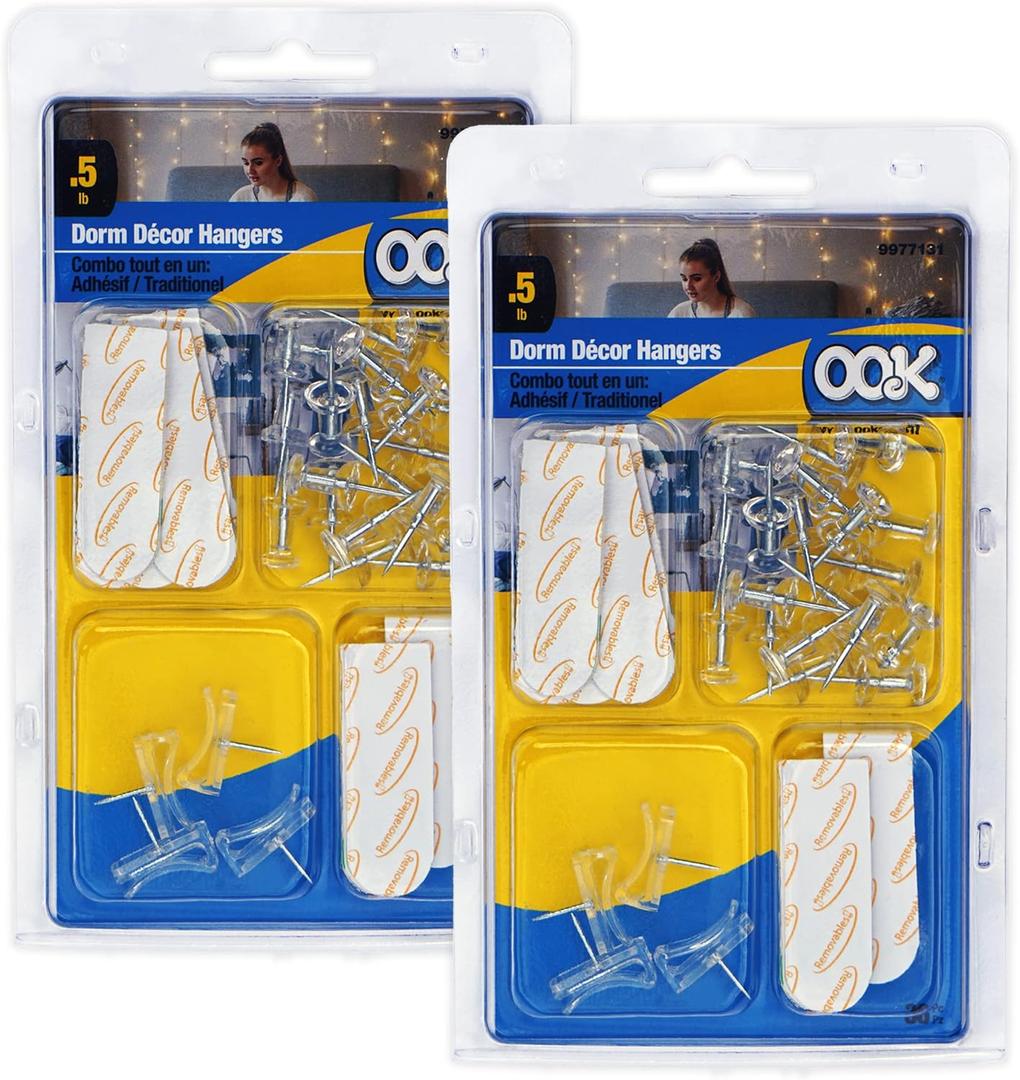 OOK Adhesive Picture Hangers, Tool-Free Picture Hanger Kit, .5 lb, 72 Pieces, 9977131 (2 Pack)