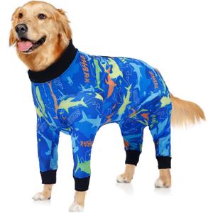 Dog Onesie After Surgery Recovery Suit Shed Defender Dog Suit for Small Miedium Large Female Male Neuter Dogs Shark Letter M