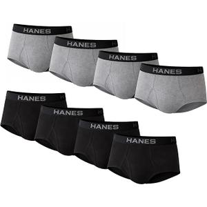 Hanes Men's Pack, MidRise Briefs, Stretch Cotton Underwear, Classic, (Pack of 6), Gray, Large