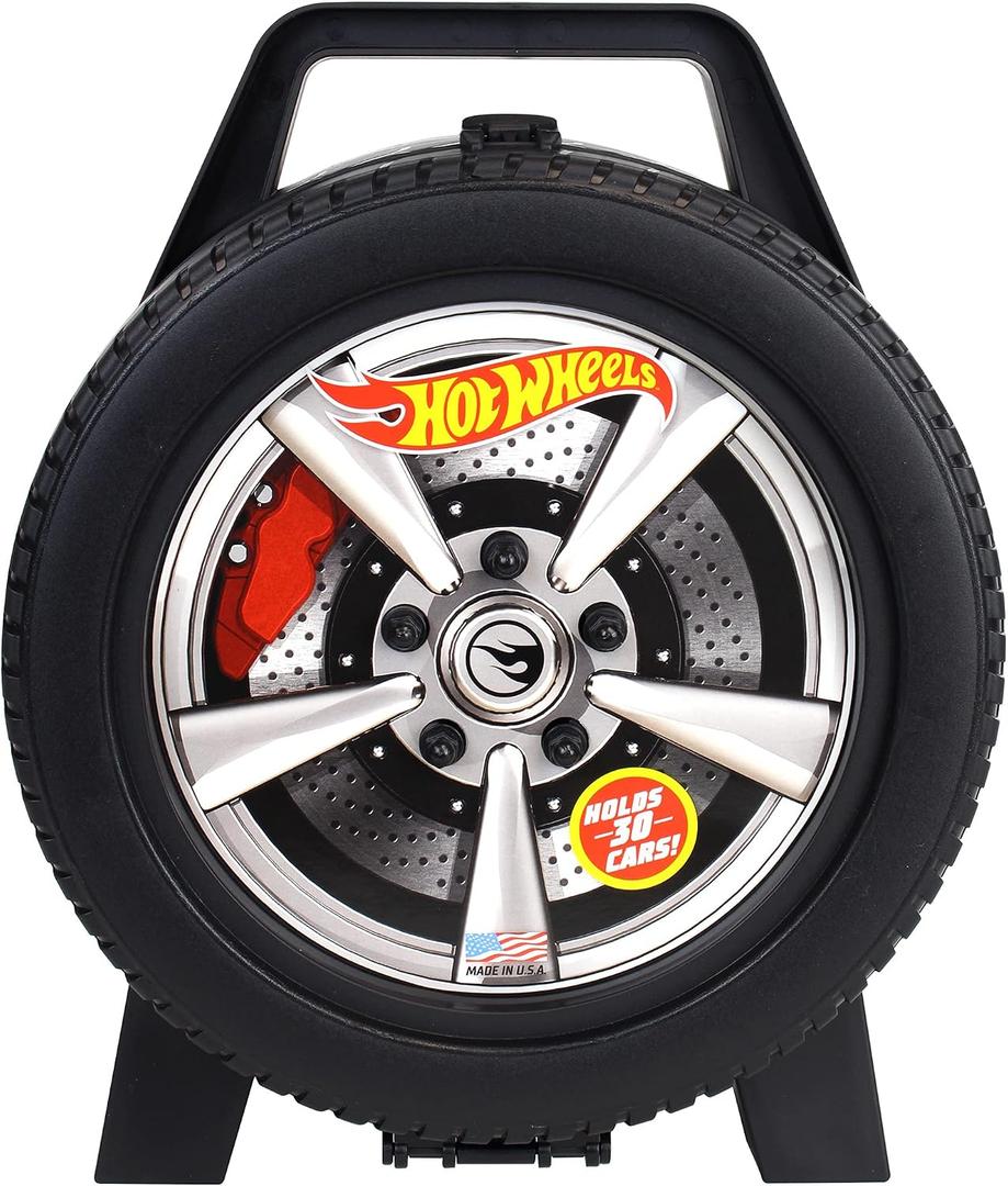 Hot Wheels 30-Car Storage Case Organizer with Handle for 1:64 Die-Cast Cars, Portable Travel Carrying Case for Kids, Boys, and Collectors Durable Toy Vehicle Holder
