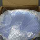 DaYammi 100PCS Blue and Gold Plastic Plates - 10 inch Clear Blue Gold Dinner Plates - Hammer Pattern Design - Fancy Disposable Plates - Heavy-Duty Party Plate for All Occasions