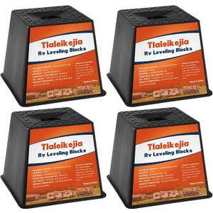 Trailer Jack Block, RV Leveling Blocks, 6000 lbs Capacity, Set of 4, Polypropylene RV Camper Stabilizer Blocks, Stackable Leveling Support for Camper Trailer