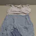 B2prity Women's Plus Size One Piece Swimdress Swimsuit Tummy Control Slimming Swim Dress Mesh Drawstring Skirted Bathing Suit (Large, Stripe, Grey Blue)