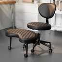 Cross Legged Office Chair, Ergonomic Criss Cross Design, Wide Comfy Desk Seat, ADHD Meditation Chair with Wheels, Adjustable Height Kneeling Chair with Back Support (Black)