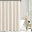 Ivory Cream Shower Curtain Boho Cotton Texture Mid Century Minimalist Arch Shower Curtain for Bathroom, 72" W X 78" L