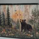 Large Farmhouse Bear Wall Art for Living Room, Forest Bear Wildlife Canvas Oversized Wall Decor, Rustic Wildflower Framed Pictures Painting Print Artwork for Bedroom Office 36" L x 24" W