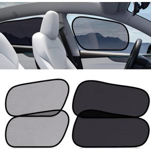 XCBYT Tesla Model Y Car window Shades for Baby | 4 PCS Cling Side Window Sun Shade for Sun Blocker, Heat Insulation | Semi-Transparent Car Privacy Window Covers | Transparent Front Driver Window Shade