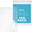 GPI - 100 Count 10" X 14" Zip Bags, Heavy-Duty 4 Mil Thick, Clear Reclosable Zipper Poly Baggies With Resealable Zip Top Lock For Storage & Packaging, Food, Tools, Sharp Objects, etc.