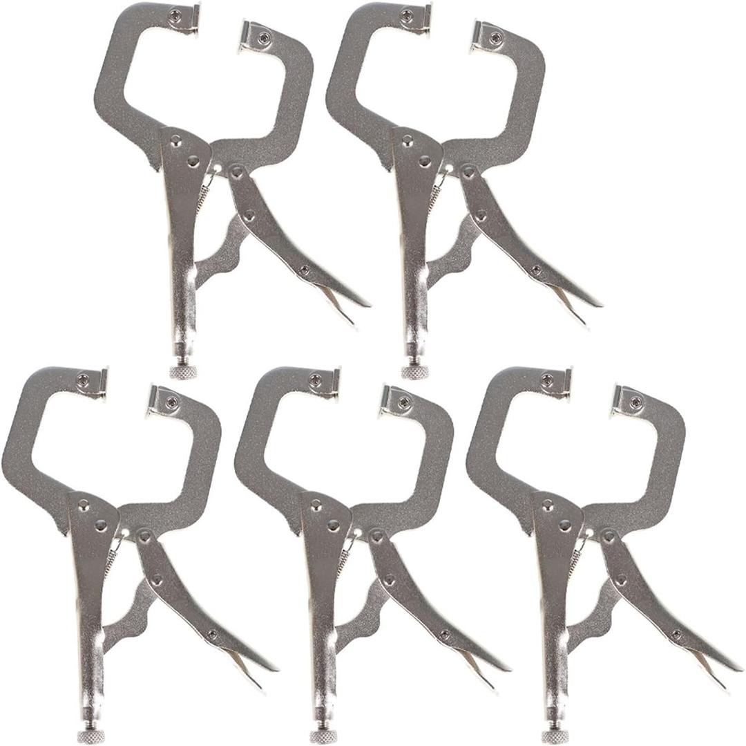 findmall 5Pcs 6 Inch Locking C Clamps with Swivel Pads Heavy Duty C-Type Locking Plier Table and Tool Vise Grip for Shop Home Farm and Automotive DIY Woodworking Welding Cabinetry Pocket Hole Joinery