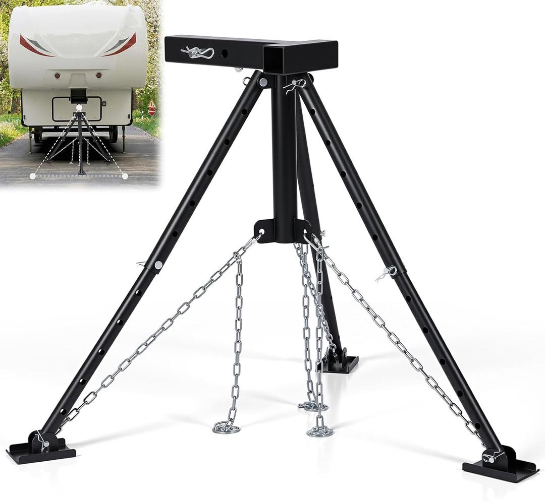 New Upgraded Rv Hitch Mount Tripod Stabilizer Adjustable 18.5"-31.5" Camper Rear Bumper Tripod Jacks 5000 Lbs Stabilizer Fit for 2 Hitch Receivers