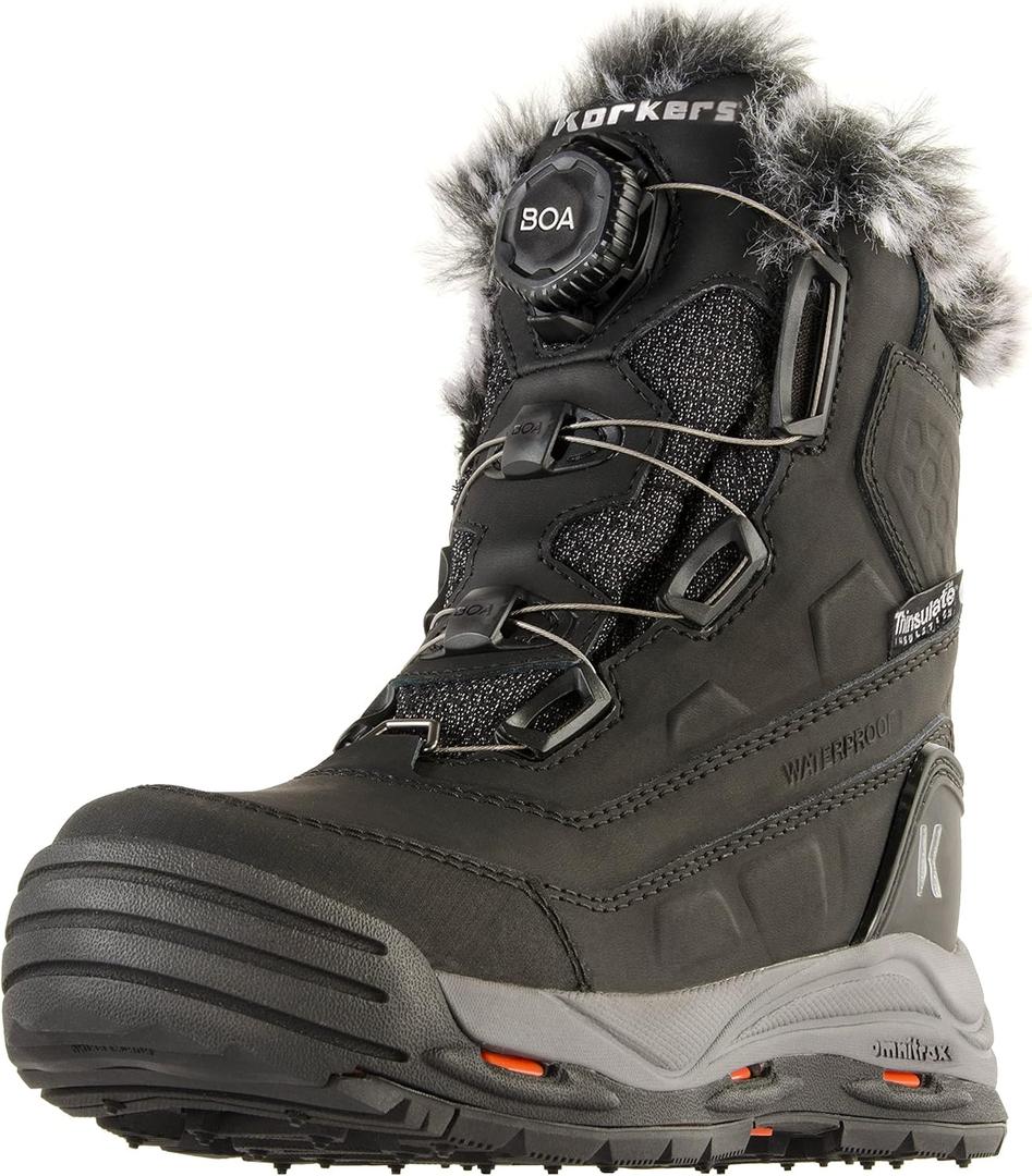 Korkers Women's Snowmageddon with SnowTrac Soles Boots, Black, 10