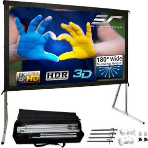 Elite Screens Yard Master 2, 110-INCH Outdoor Projector Screen with Stand 16:9, 8K 4K Ultra HD Fast Fold Portable Movie Screen Foldable Easy Snap On Cinema Theater, OMS110H2