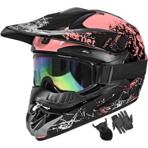 SanQing Youth Adult Dirt Bike,Motocross Helmets DOT Approved (SH-Pink, M)