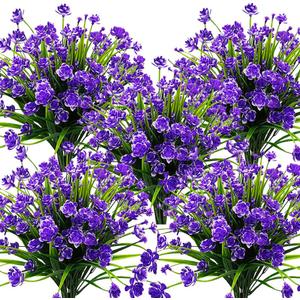 Grunyia 10 Bundles Artificial Daffodil Outdoors Flowers (Blue)