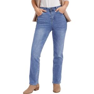 GRAPENT Straight Leg Jeans for Women Trendy High Waisted Classic Stretchy Denim Pants Casual Trouser Jeans with Pockets (M)