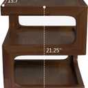 Walnut Side Table,Solid Wood Open Bedside Table, 3 Tier Nightstand Modern (13.7''(Width))