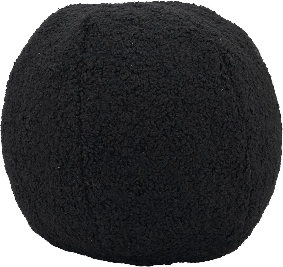 SARO LIFESTYLE Plush Playfulness Faux Fur Ball Poly Filled Throw Pillow, Black, 10"