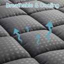 HYLEORY Full Mattress Pad Quilted Fitted Mattress Protector Cooling Pillow Top Mattress Cover Breathable Fluffy Soft Mattress Topper with 8-21" Deep Pocket, Dark Grey