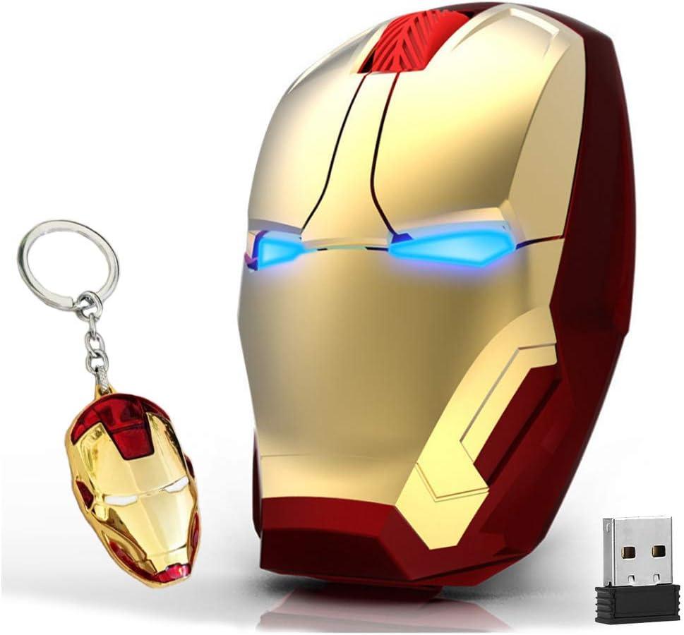 Ergonomic Wireless Mouse - Cool Mice 2.4G Portable Optical Mice with USB Receiver, for Notebook PC Laptop Computer Mac Book, Add a Keychain (Golden)