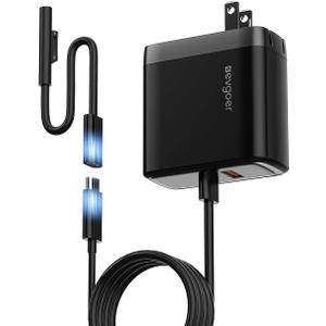 65W Surface Pro Charger,Microsoft Windows Surface Charger for Surface Pro 3/4/5/6/7/8/9/10/X/11/12 Power Adapter,Compatible for Both Microsoft Surface Book/Laptop/Tablet,Support 44W 36W (Black)