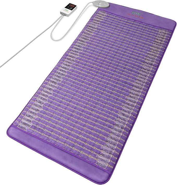 UTK 60'' x 24'' Large Far Infrared Heating Pad, 5X Pain Relief Full Body Amethyst Heating Pad for Back Waist Hip, Hotter to 159℉, FSA-HSA Eligible Weighted Mat, 16 Timers Auto-Off, Gift for Women Men