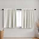 KOUFALL 20 Inch Thermal Modern Cafe Curtains for Kitchen Small Window, Room Darkening Boho Farmhouse Insulated Curtains for Winter, Cream (Beige)