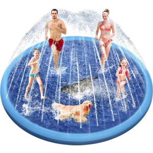 Raxurt Splash Pad for Kids and Dogs, 118'' Super Large Anti-Slip Splash Sprinkler Pad for Baby Toddler, Thicken Splash Pad Dog Pool Summer Outdoor Water Toys