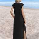Zeagoo Summer Dresses for Women 2026 Long Maxi Sundresses Loose Split Wrinkle-Free Beach Travel Vacation Clothes (Black, XXL)