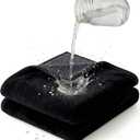 DouxDosy Waterproof Blanket (60"x80") for Bed, Couch, Sofa  Plush Throw Blanket to Protect Furniture, Stain Resistant, LeakProof, DoubleSided Flannel & Sherpa Fleece, Reversible Black & Grey