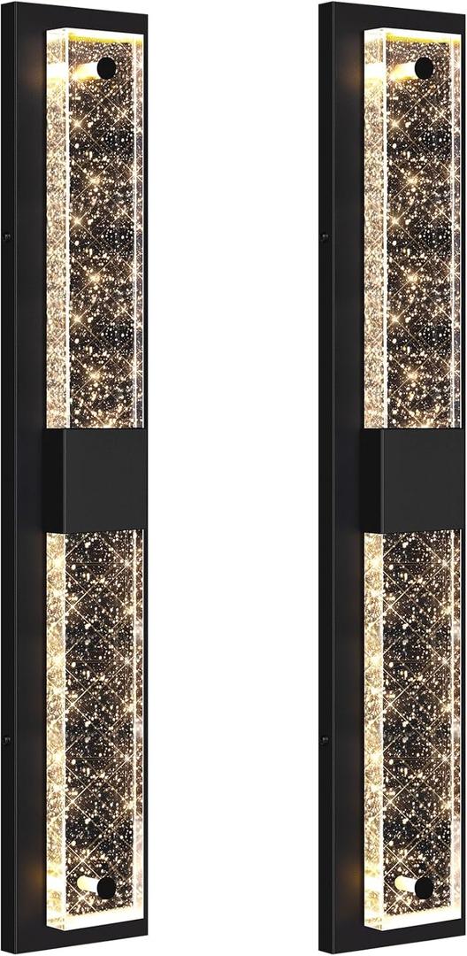 31.5in Large Size Outdoor Wall Light Fixtures with Crystal Bubble Glass, Waterproof Exterior Sconces LED Wall Lanterns, Porch Lights Wall Mounted 10W 3000K Outside Lights for House Front Door Garage