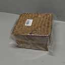 Wicker Shelf Baskets with Lid, Handwoven Seagrass Storage Basket Bins Square Gift Boxes for Shelves Home Decor Organizer (Coffee, X-Small)