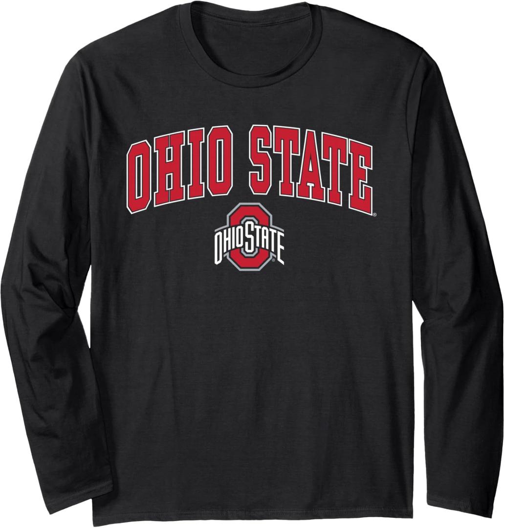 Ohio State Buckeyes Arch Over Logo Black Officially Licensed Long Sleeve T-Shirt, L