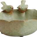 MyGift Decorative 2 Birds Garden Design Ceramic Green Serving Bowl/Jewelry Tray/Candy & Nut Dish