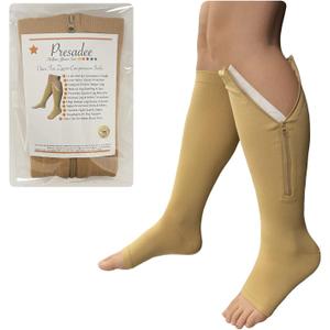 Presadee Open Toe 15-20 mmHg Moderate Compression Leg Calf Swelling Zipper Sock (2X-Large (1 Pair), Beige) Presadee Open Toe 15-20 mmHg Moderate Compression Leg Calf Swelling Zipper Sock (2X-Large (1 Pair), Beige)