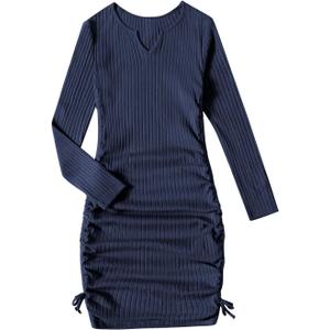 OYOANGLE Girl's Long Sleeve Ribbed Knit Drawstring Side Ruched Bodycon Short Dress Navy Blue 9Y OYOANGLE Girl's Long Sleeve Ribbed Knit Drawstring Side Ruched Bodycon Short Dress Navy Blue 9Y