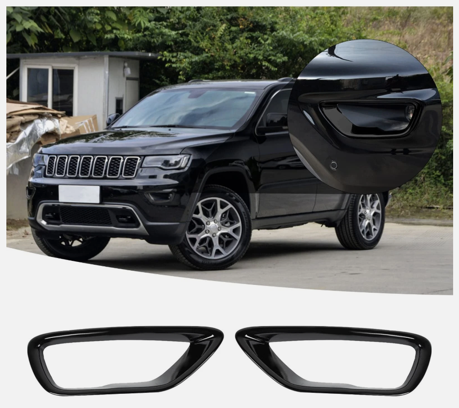 Hoolcar Front Fog Lights Cover Fog Lamp Frame Trim Replacement for 2018-2021 Jeep Grand Cherokee, Black