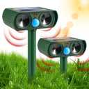 2 Pack Ultrasonic Animal Repeller Outdoor Cat Repellent Solar Deer Repellent Devices Waterproof, Motion Activated Animal Deterrent Devices to Scare Cat Squirrel Rabbit Raccoon Skunk for Yard Garden